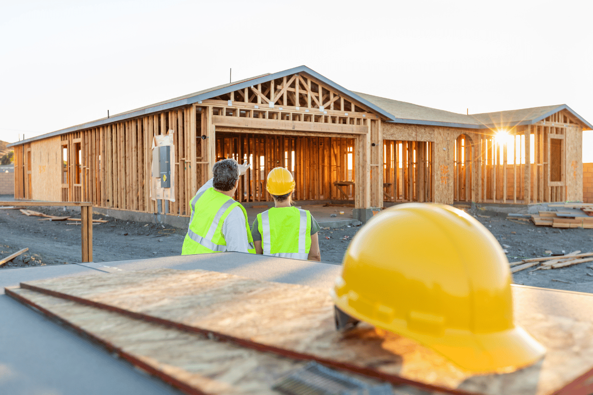 A new construction home being built
